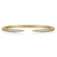 Demure - 14K Yellow Gold Split Diamond Spike Bangle