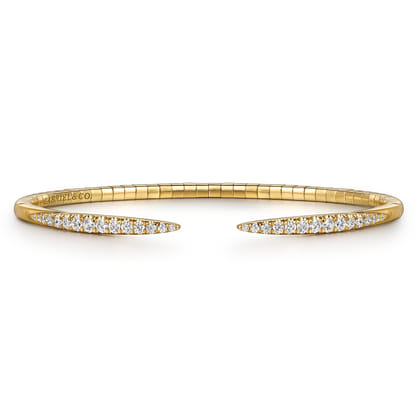 Demure - 14K Yellow Gold Split Diamond Spike Bangle