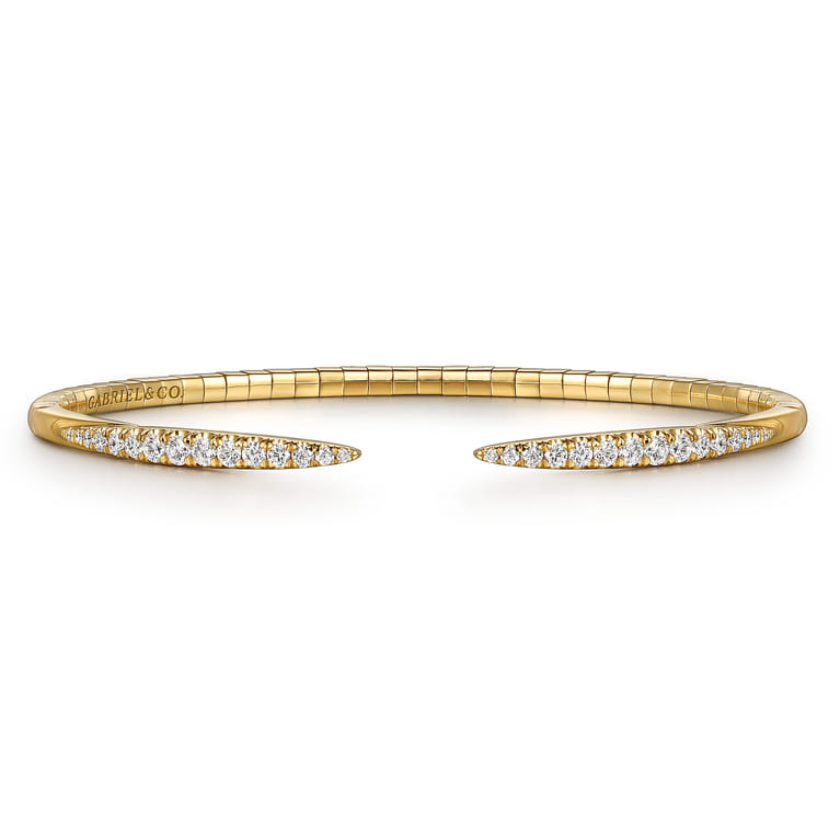 Demure - 14K Yellow Gold Split Diamond Spike Bangle - 0.51 ct - Shot 1