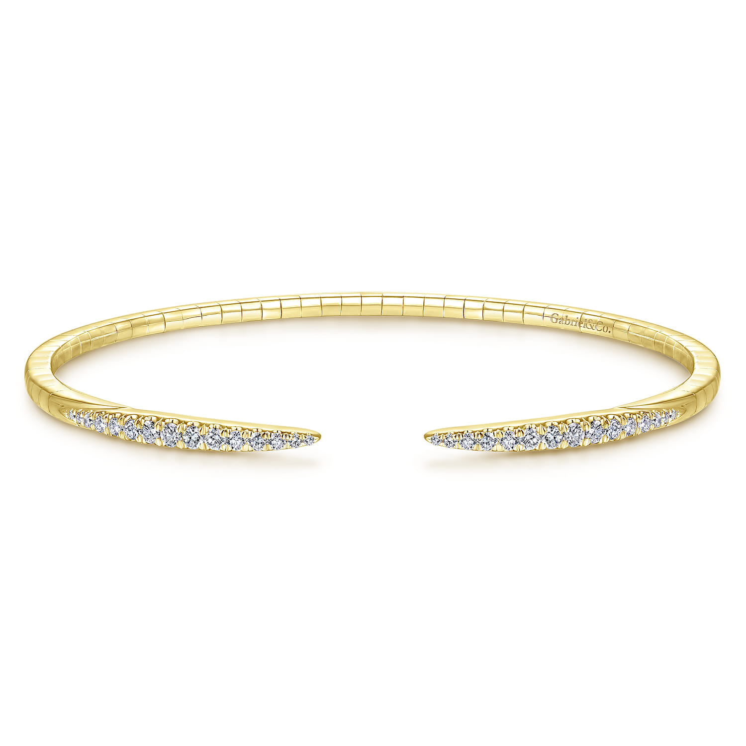 Demure - 14K Yellow Gold Split Diamond Spike Bangle - 0.5 ct - Shot 1