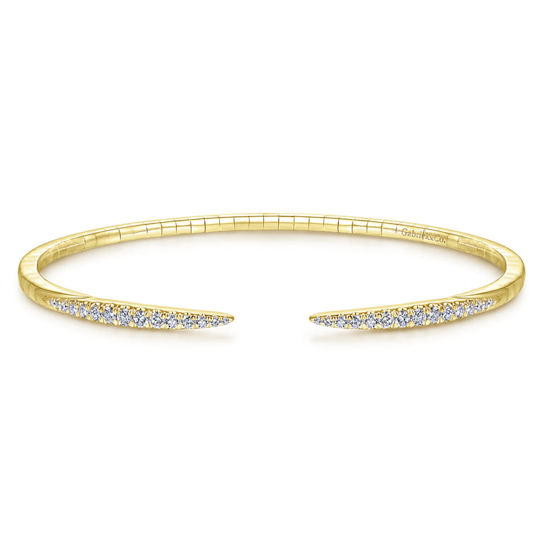 Demure - 14K Yellow Gold Split Diamond Spike Bangle - 0.5 ct - Shot 1