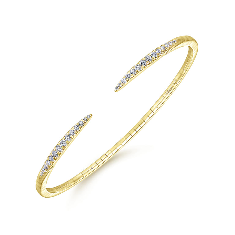 Demure - 14K Yellow Gold Split Diamond Spike Bangle - 0.5 ct - Shot 2
