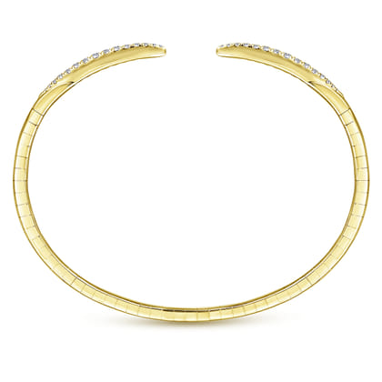 Demure - 14K Yellow Gold Split Diamond Spike Bangle