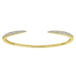 Demure - 14K Yellow Gold Split Diamond Spike Bangle