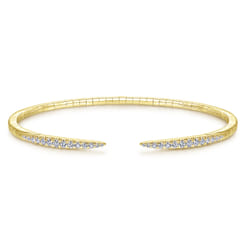 Demure - 14K Yellow Gold Split Diamond Spike Bangle