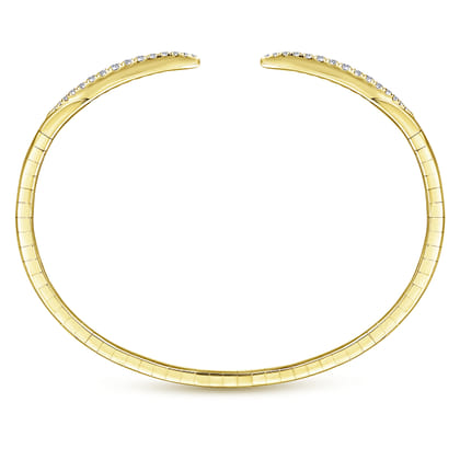 Demure - 14K Yellow Gold Split Diamond Spike Bangle