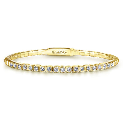 Demure - 14K Yellow Gold Square Set Diamond Bangle