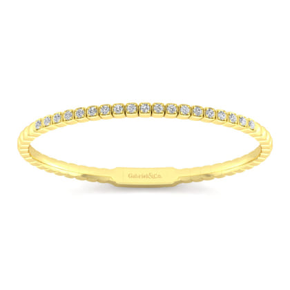 Demure - 14K Yellow Gold Square Set Diamond Bangle