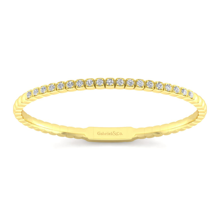 Demure - 14K Yellow Gold Square Set Diamond Bangle - 0.65 ct - Shot 1