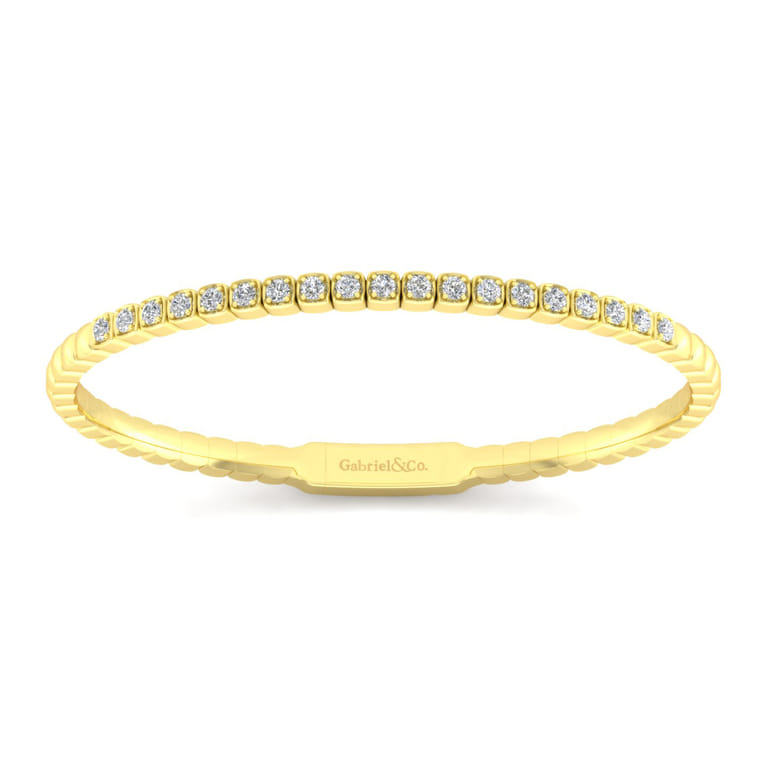 Demure - 14K Yellow Gold Square Set Diamond Bangle - 0.75 ct - Shot 1