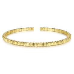 Demure - 14K Yellow Gold Textured Cuff Bracelet