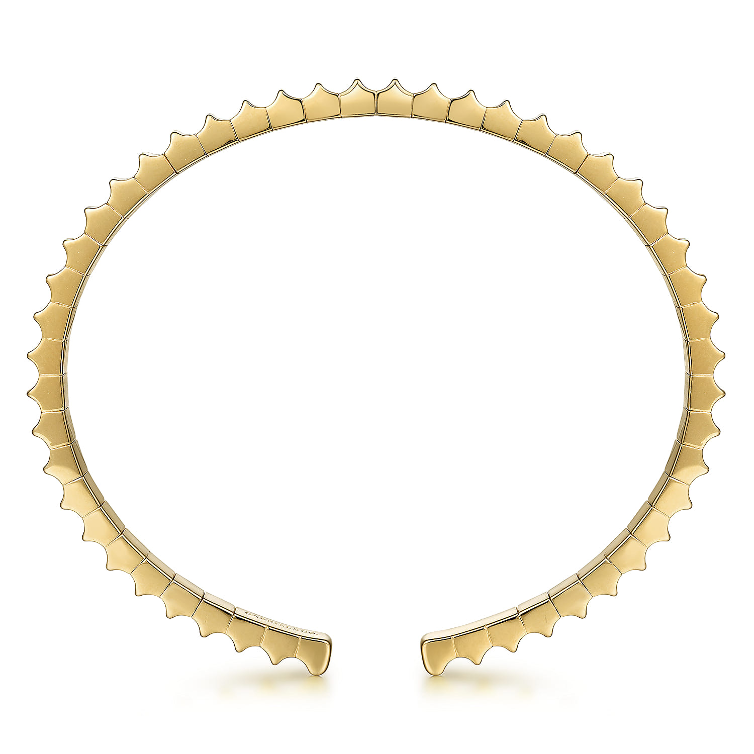 Demure - 14K Yellow Gold Textured Open Bangle - Shot 3