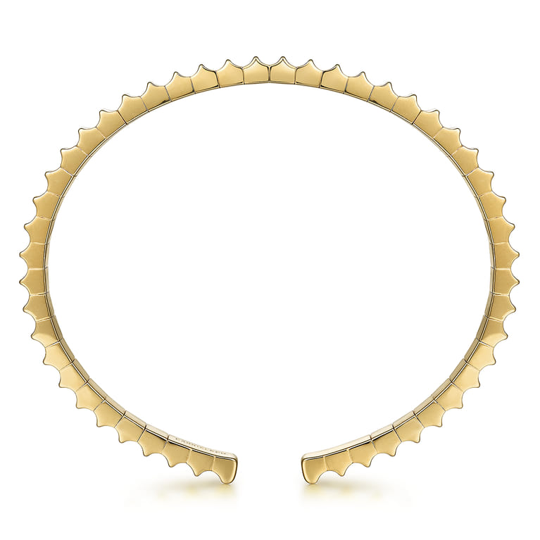Demure - 14K Yellow Gold Textured Open Bangle - Shot 3