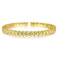 Demure - 14K Yellow Gold Textured Open Cuff Bracelet