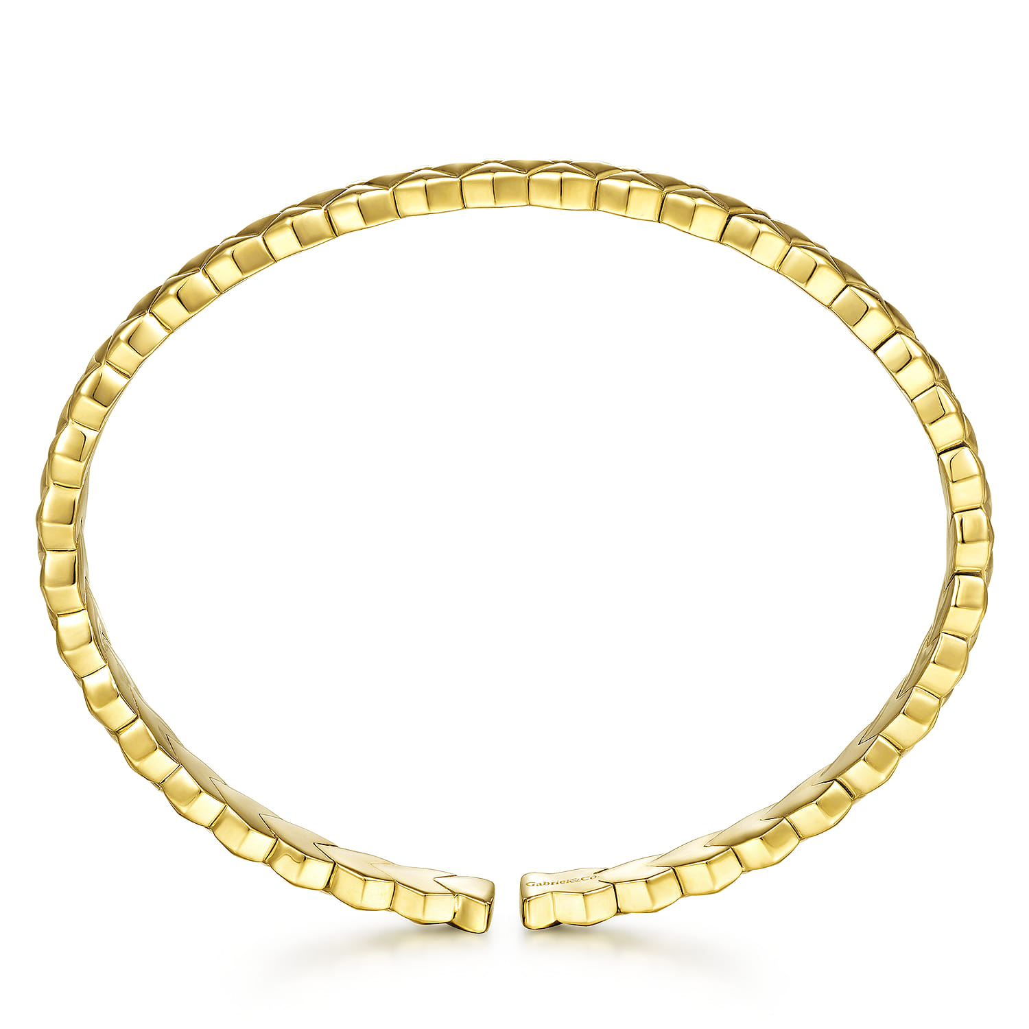 Demure - 14K Yellow Gold Textured Open Cuff Bracelet - Shot 3