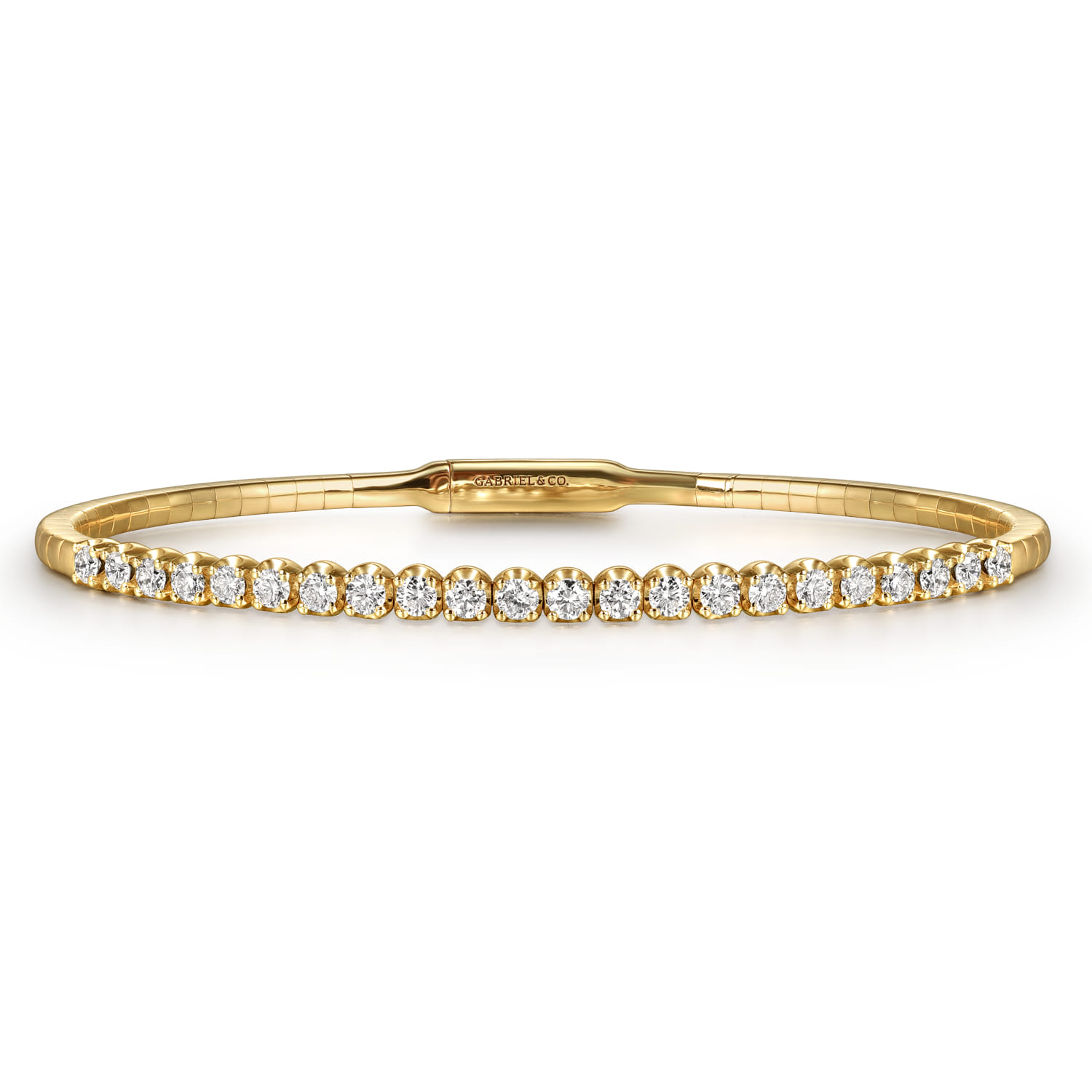 Demure - 14K Yellow Gold Tiger Claw Set Diamond Split Bangle - 1 ct - Shot 1