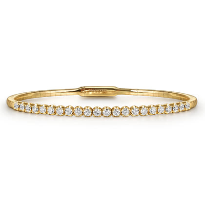 Demure - 14K Yellow Gold Tiger Claw Set Diamond Split Bangle