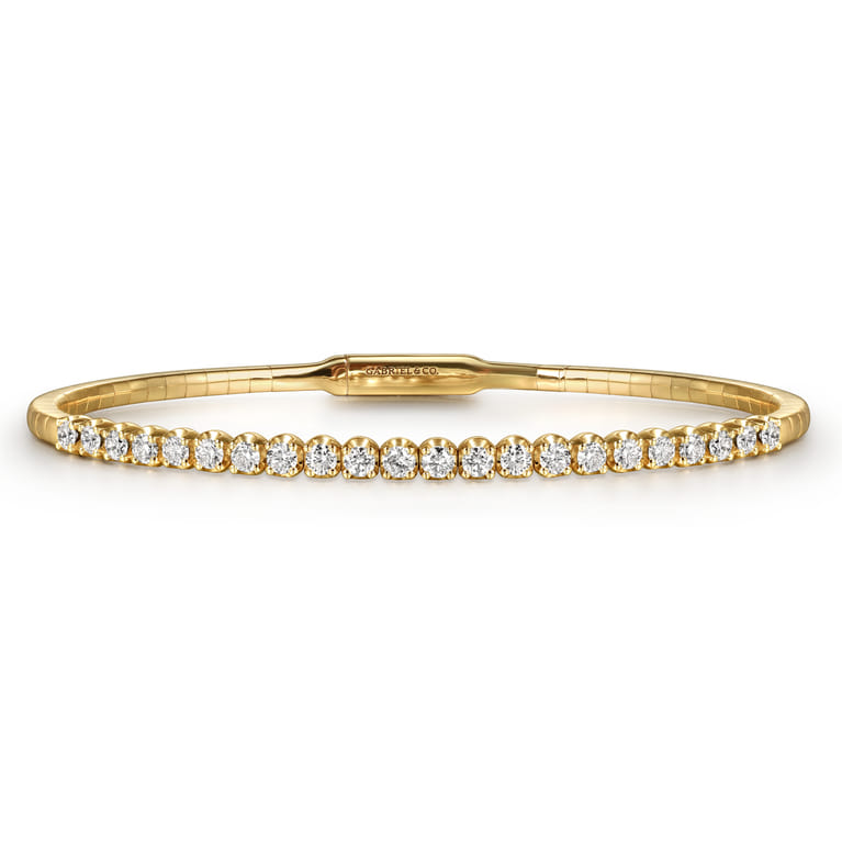 Demure - 14K Yellow Gold Tiger Claw Set Diamond Split Bangle - 1 ct - Shot 1