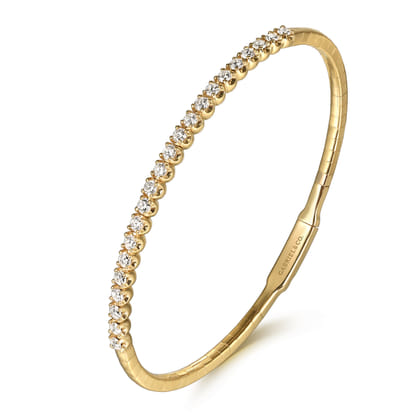 Demure - 14K Yellow Gold Tiger Claw Set Diamond Split Bangle