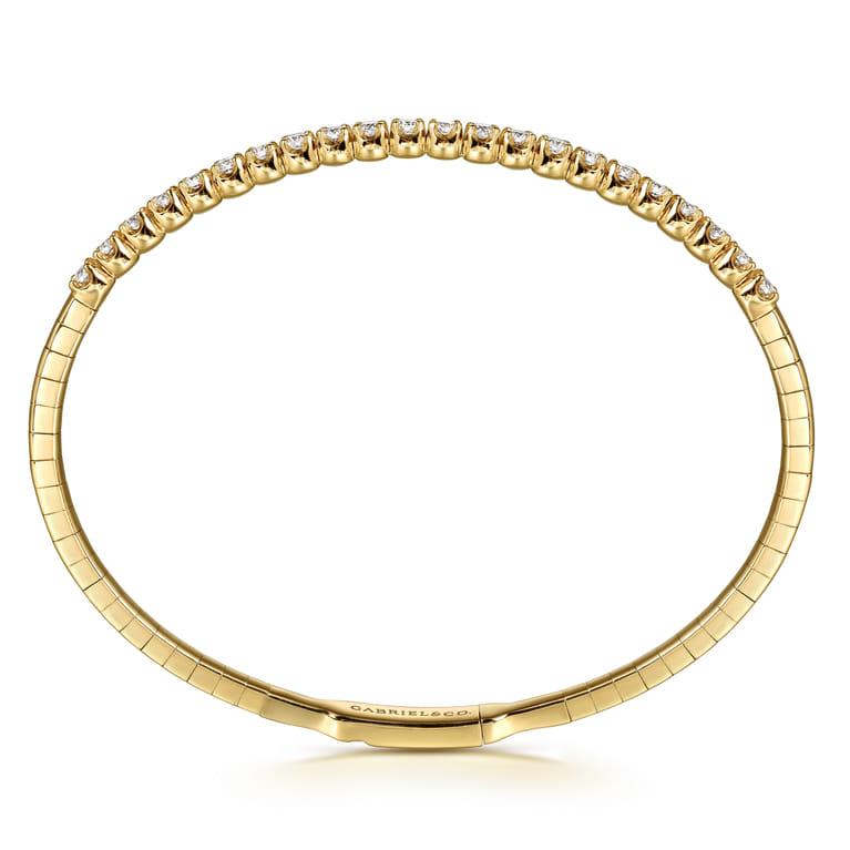 Demure - 14K Yellow Gold Tiger Claw Set Diamond Split Bangle - 1 ct - Shot 3