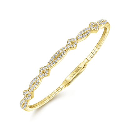 Demure - 14K Yellow Gold Twisted Diamond Bangle