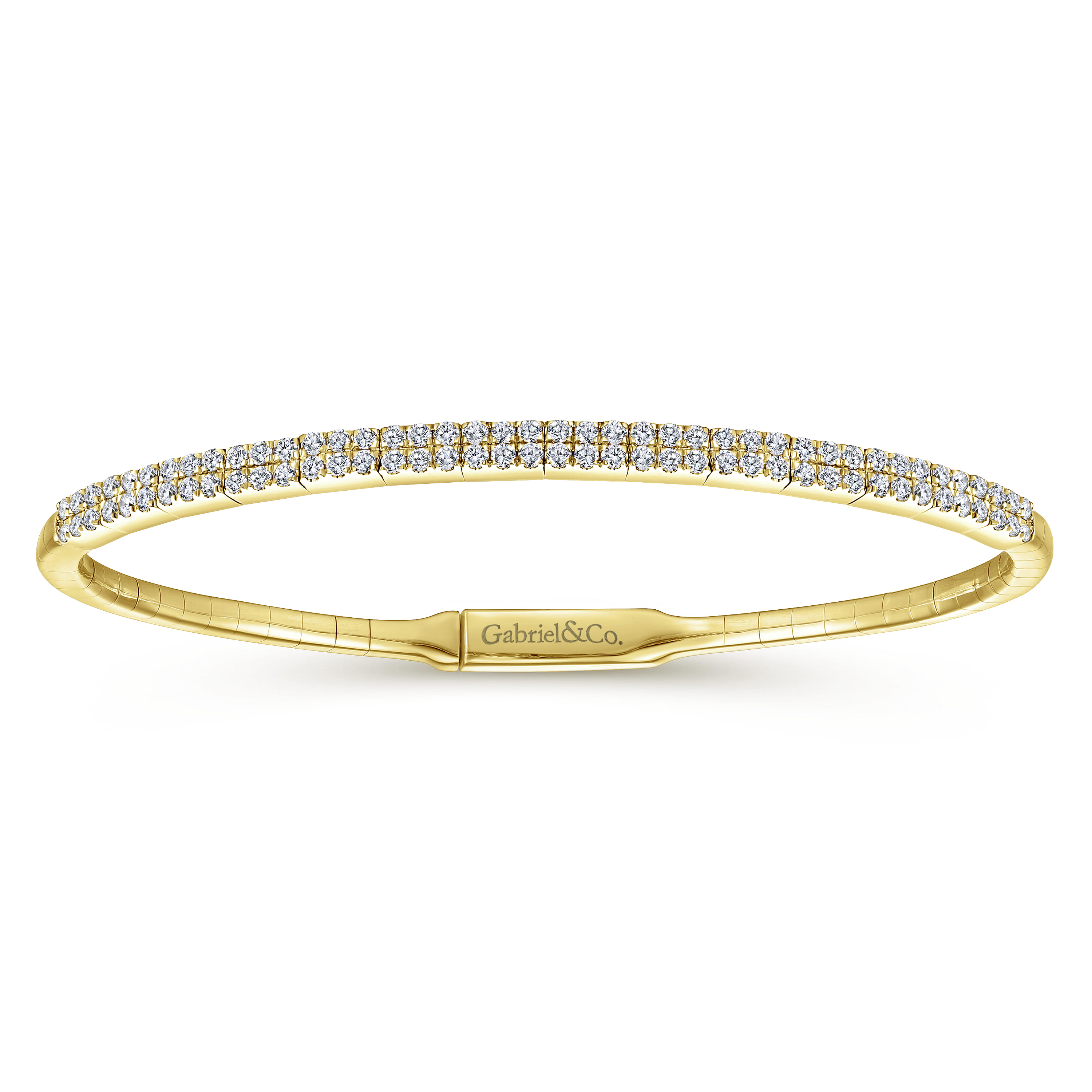 Demure - 14K Yellow Gold Two Row Diamond Bangle - 0.9 ct - Shot 1