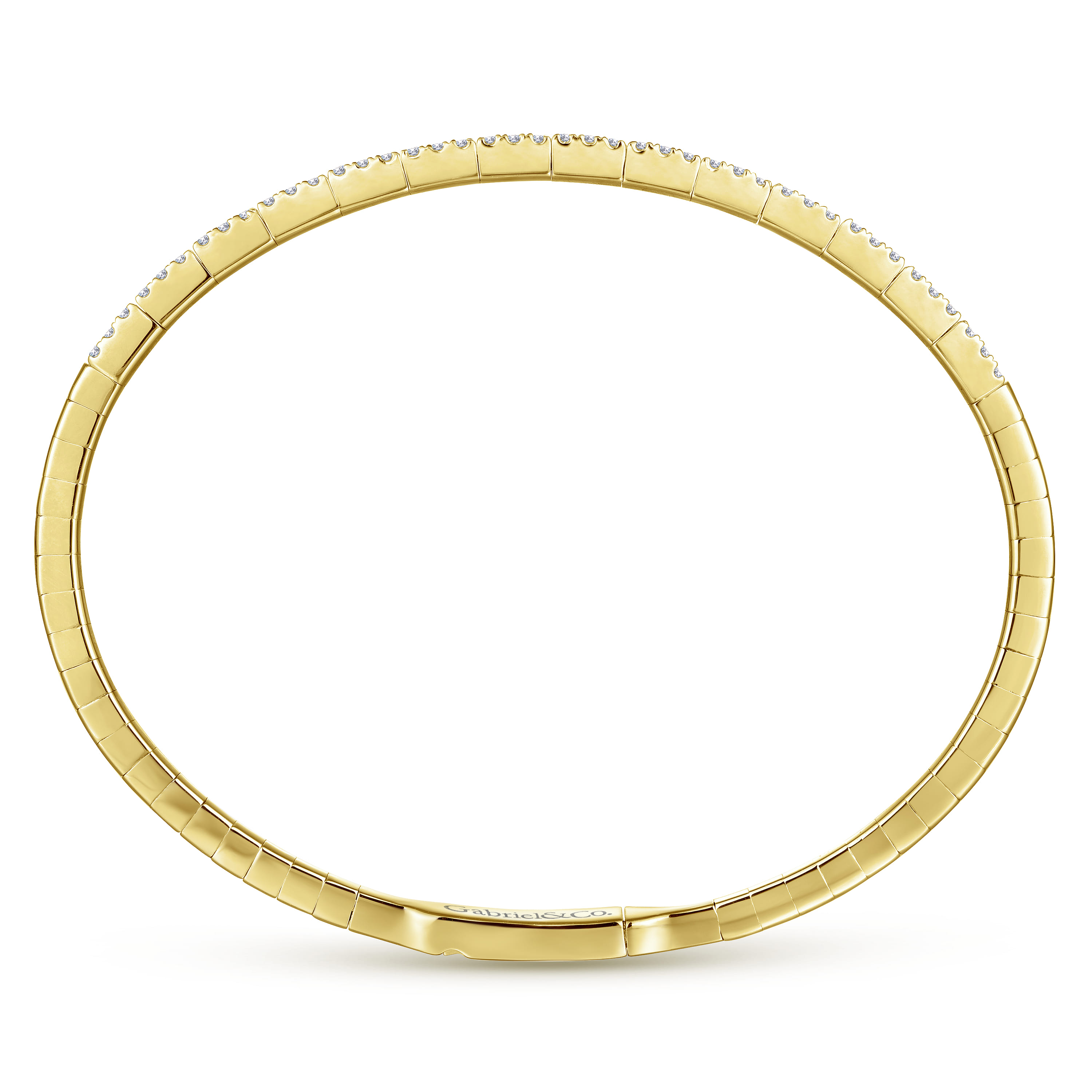 Demure - 14K Yellow Gold Two Row Diamond Bangle - 0.9 ct - Shot 3