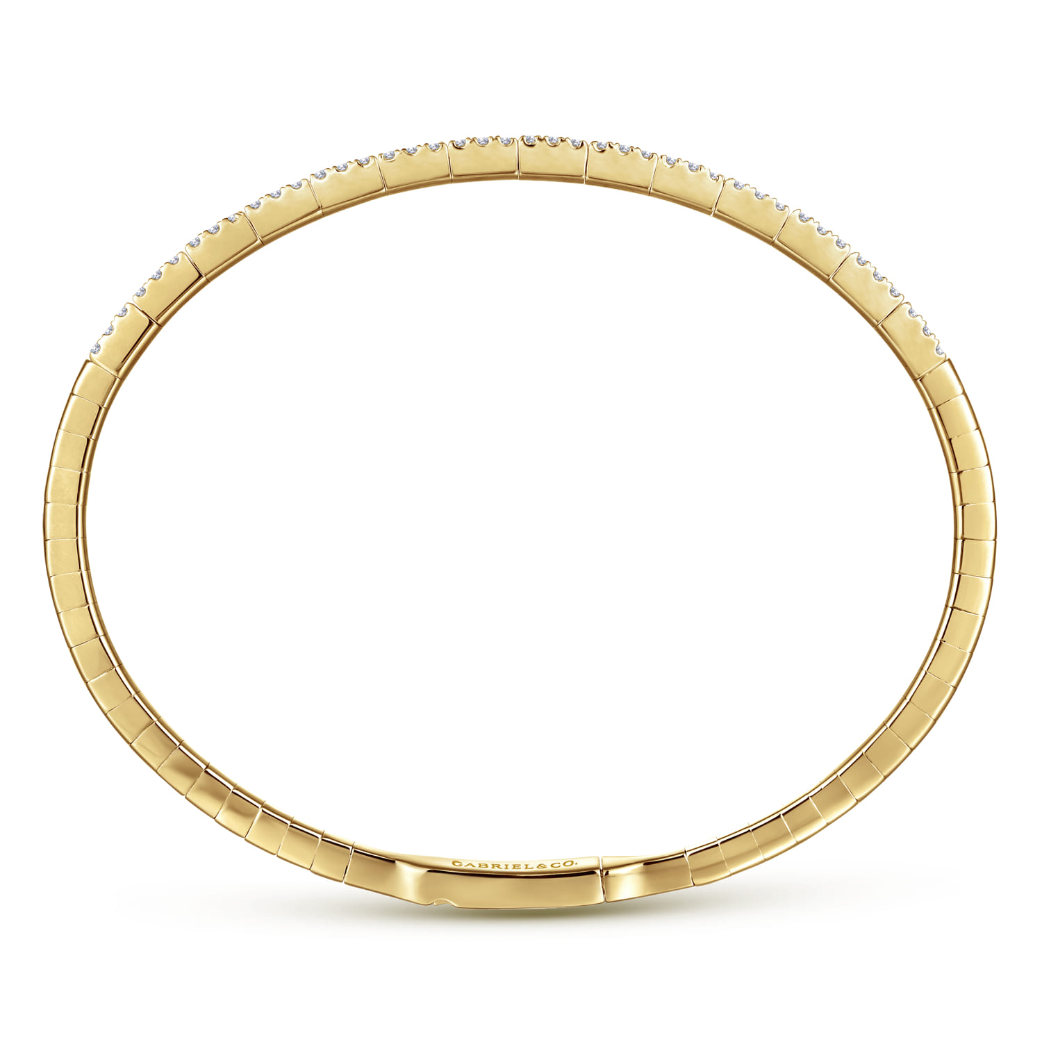 Demure - 14K Yellow Gold Two Row Diamond Closed Bangle Bracelet - 0.75 ct - Shot 3