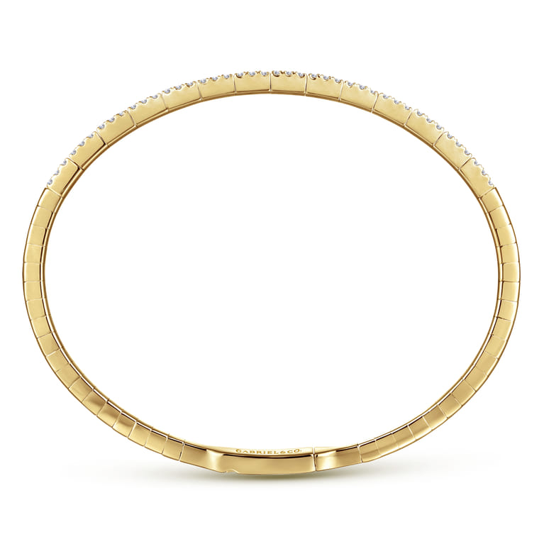 Demure - 14K Yellow Gold Two Row Diamond Closed Bangle Bracelet - 0.75 ct - Shot 3