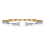 Demure - 14K Yellow and White Gold Split Cuff Bracelet with Graduating Diamonds