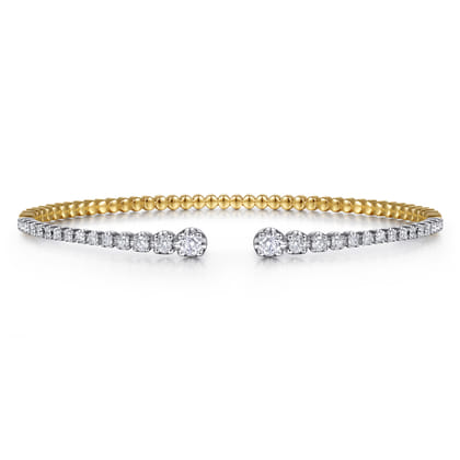 Demure - 14K Yellow and White Gold Split Cuff Bracelet with Graduating Diamonds