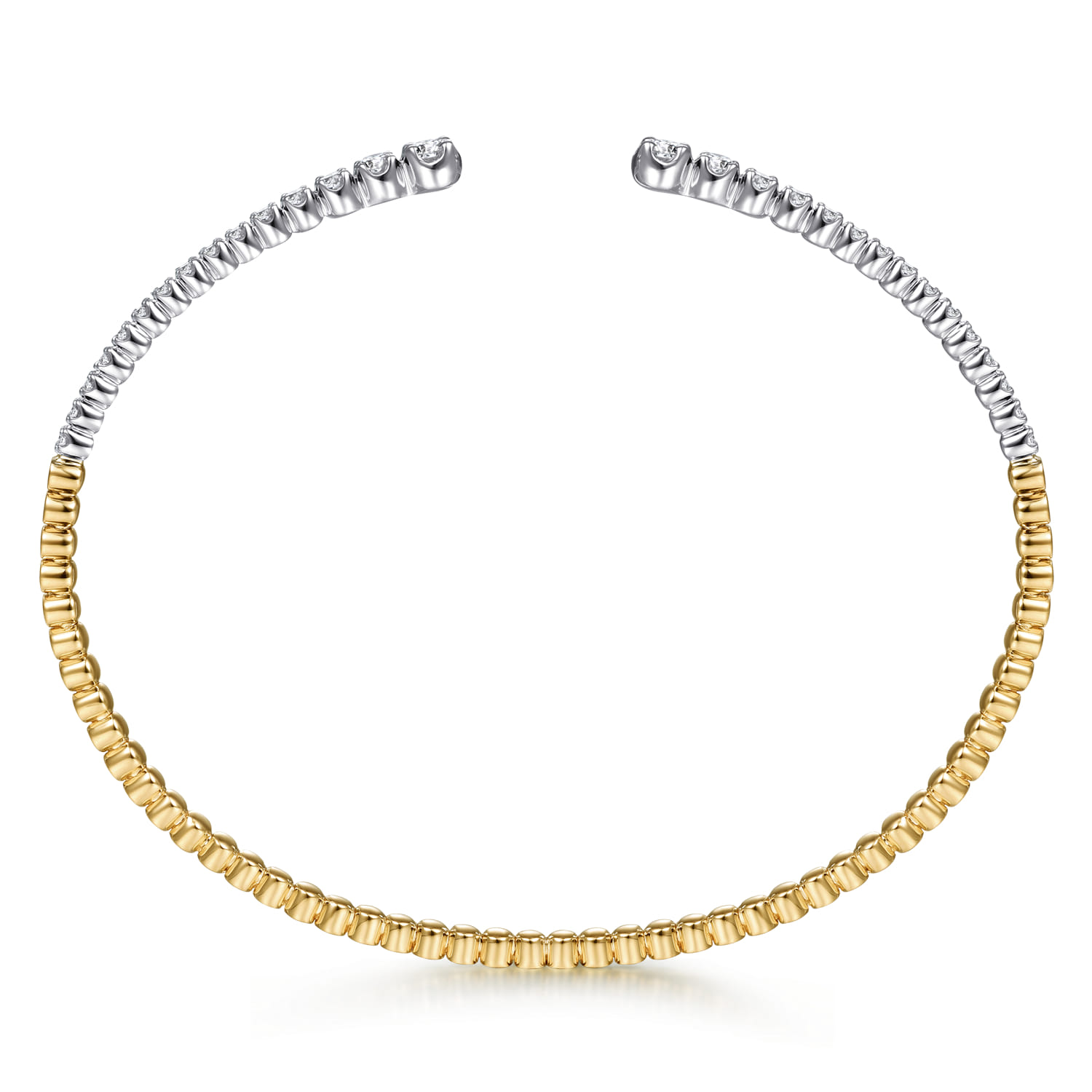 Demure - 14K Yellow and White Gold Split Cuff Bracelet with Graduating Diamonds - 0.51 ct - Shot 3