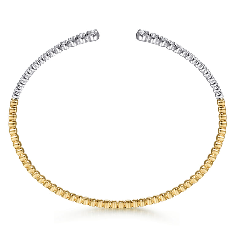 Demure - 14K Yellow and White Gold Split Cuff Bracelet with Graduating Diamonds - 0.51 ct - Shot 3
