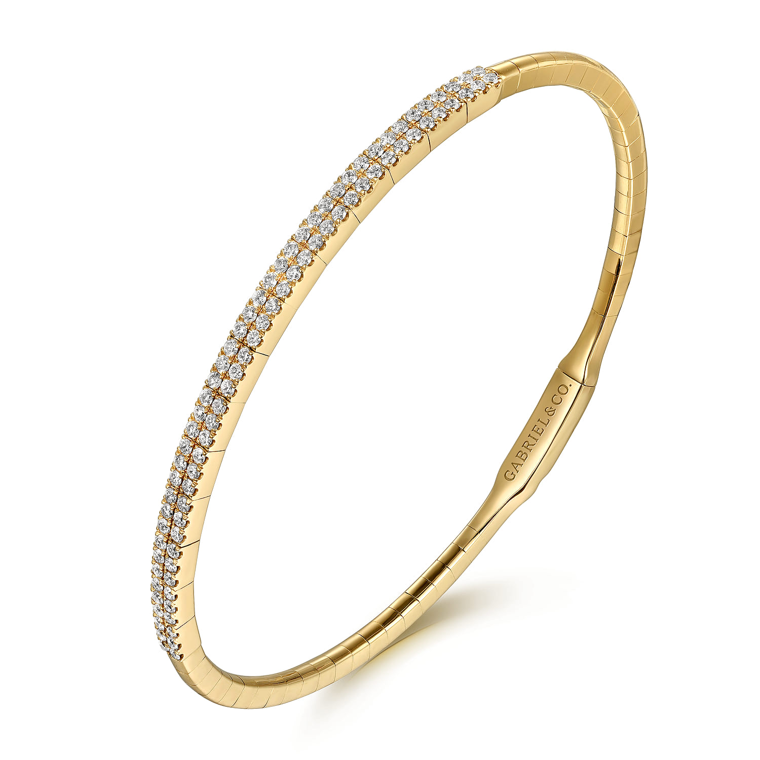 Demure - Closed Bangle Bracelet 14K Yellow Gold Diamond 0.75ct - 0.75 ct - Shot 2