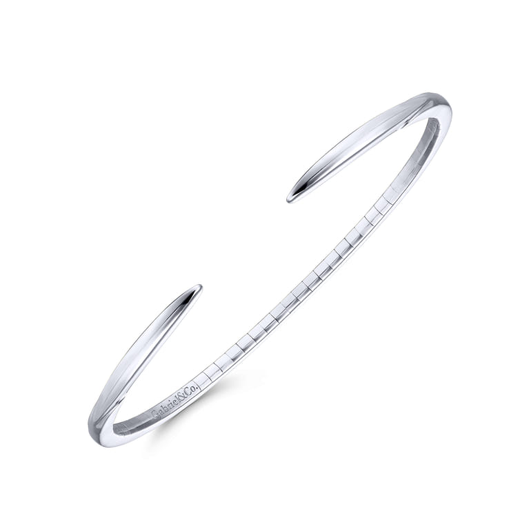 Demure - High Polished 14K White Gold Split Cuff Bracelet - Shot 2