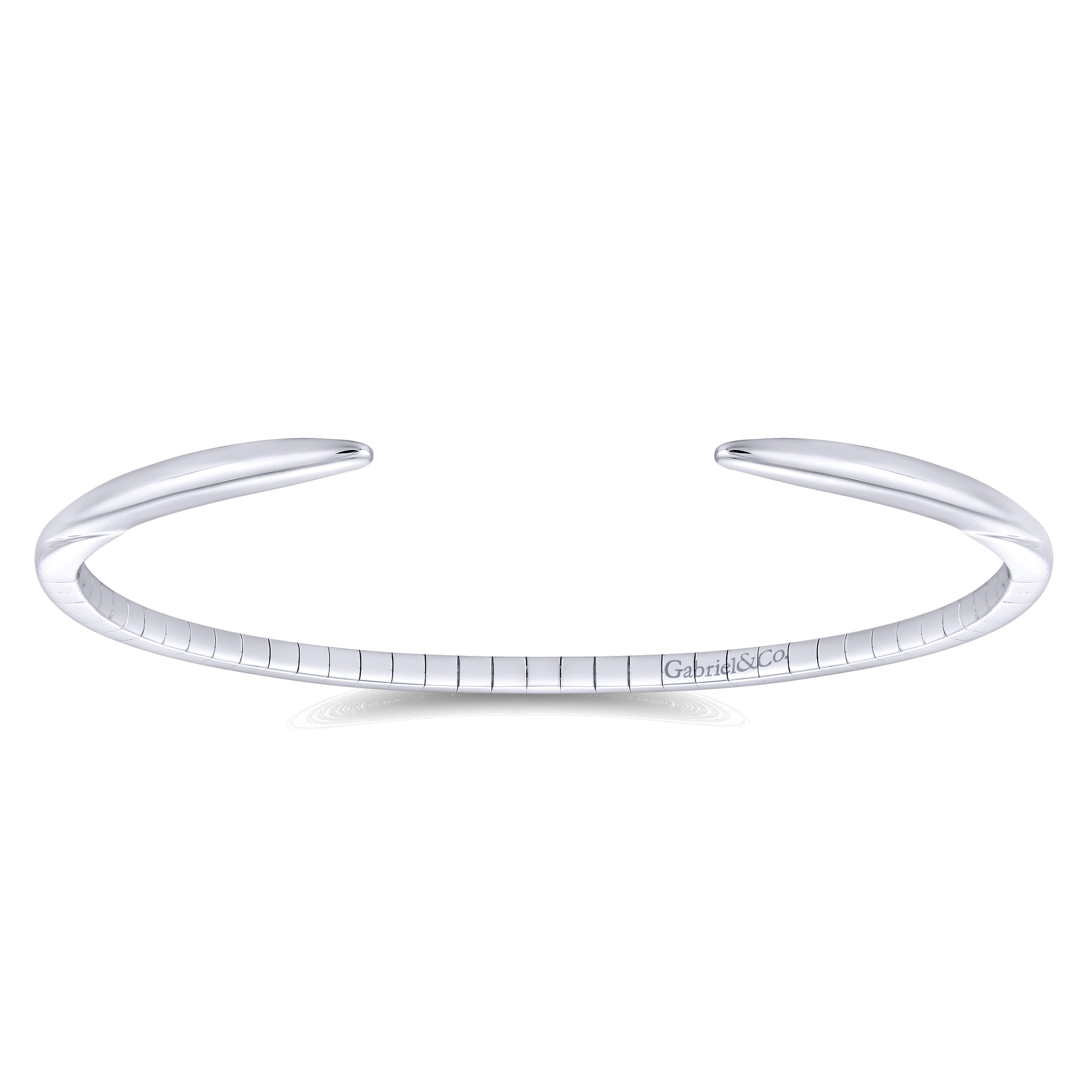 Demure - High Polished 14K White Gold Split Cuff Bracelet - Shot 1