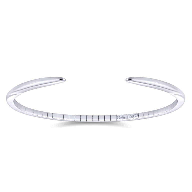 Demure - High Polished 14K White Gold Split Cuff Bracelet - Shot 1