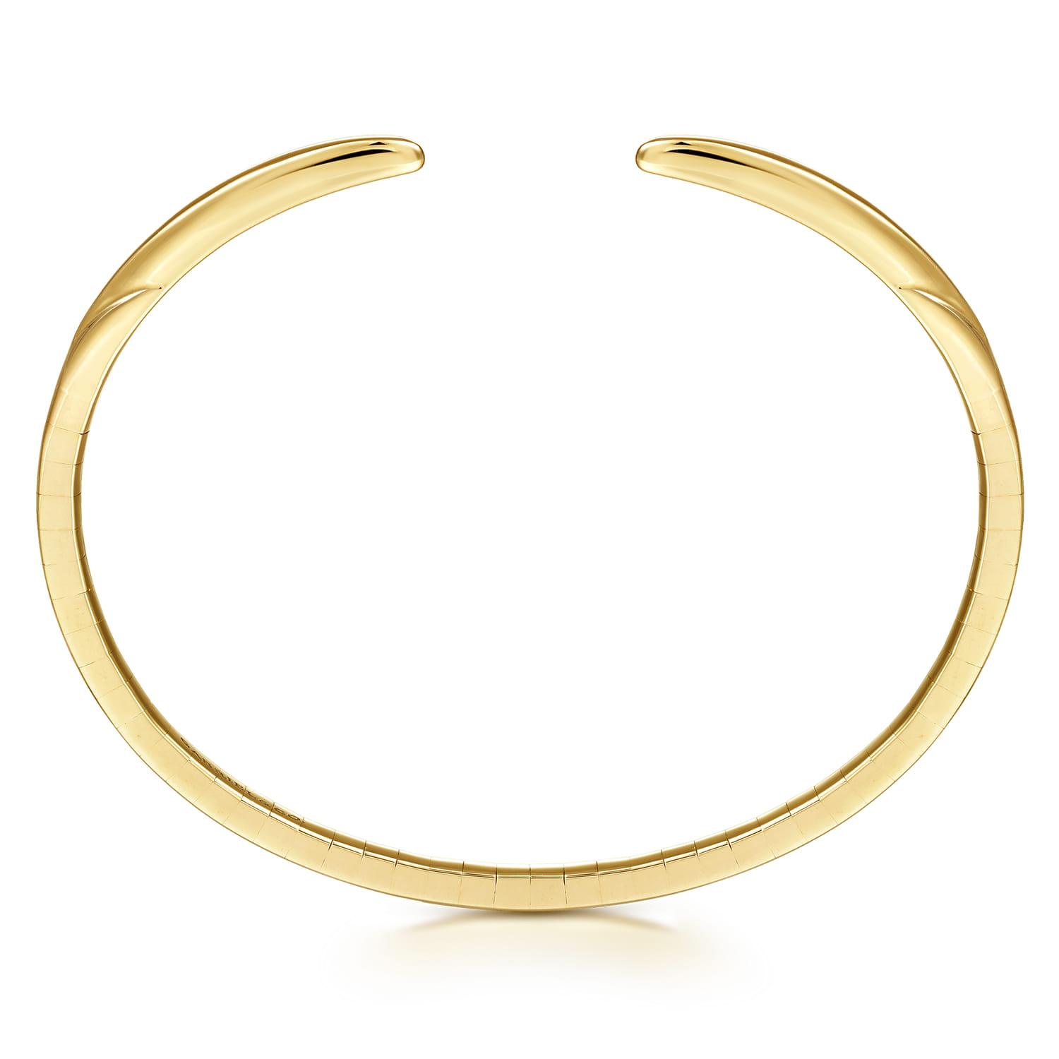 Demure - High Polished 14K Yellow Gold Open Bangle Bracelet - Shot 3