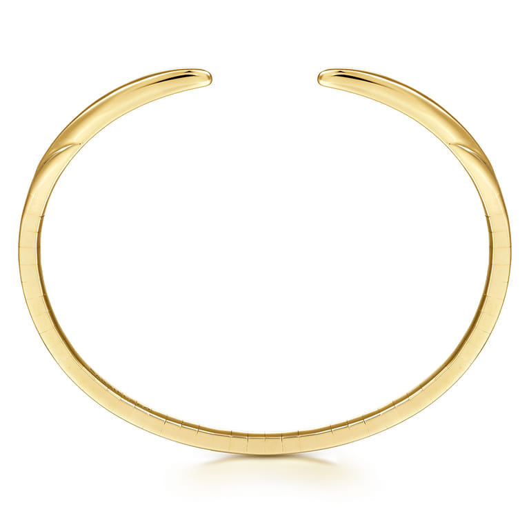 Demure - High Polished 14K Yellow Gold Open Bangle Bracelet - Shot 3