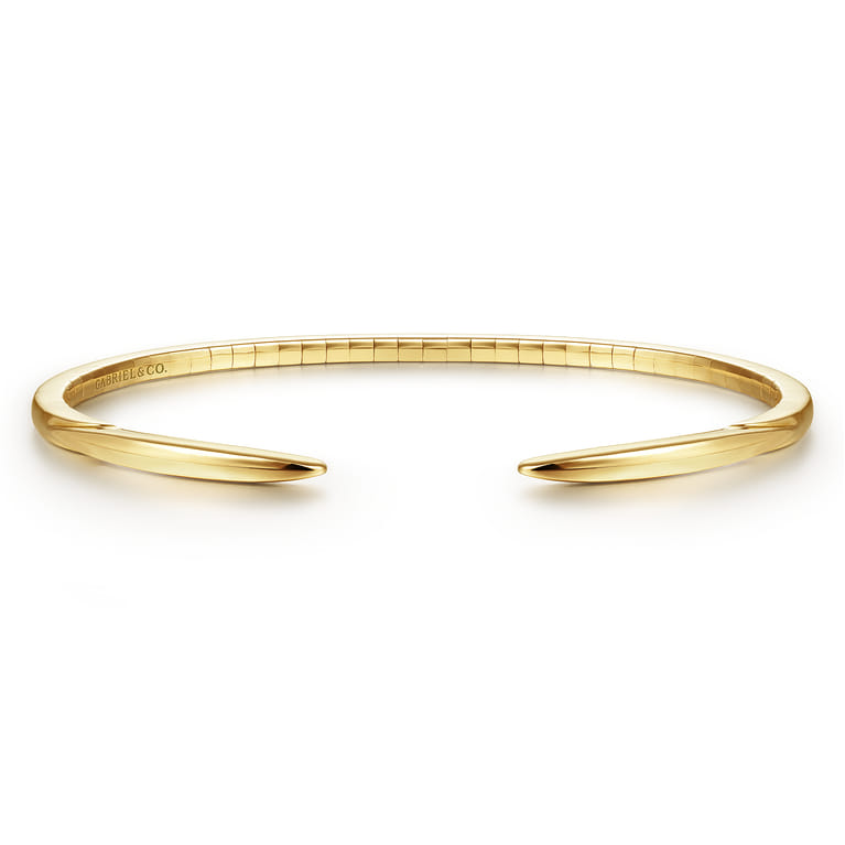 Demure - High Polished 14K Yellow Gold Split Cuff Bracelet - Shot 1