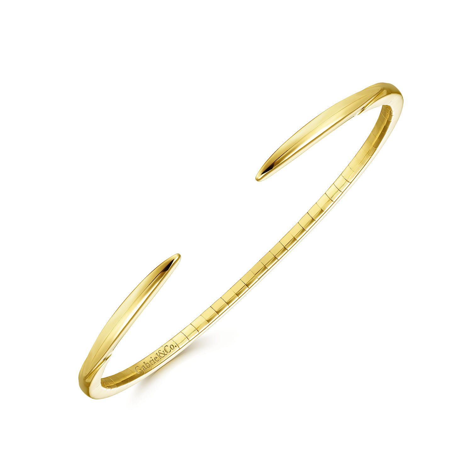Demure - High Polished 14K Yellow Gold Split Cuff Bracelet - Shot 2