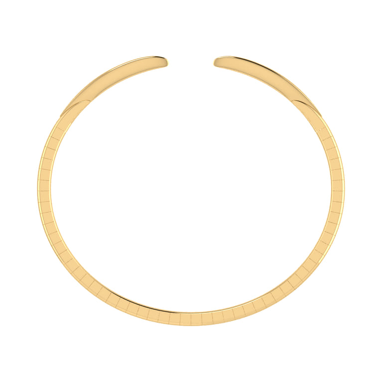Demure - High Polished 14K Yellow Gold Split Cuff Bracelet - Shot 3