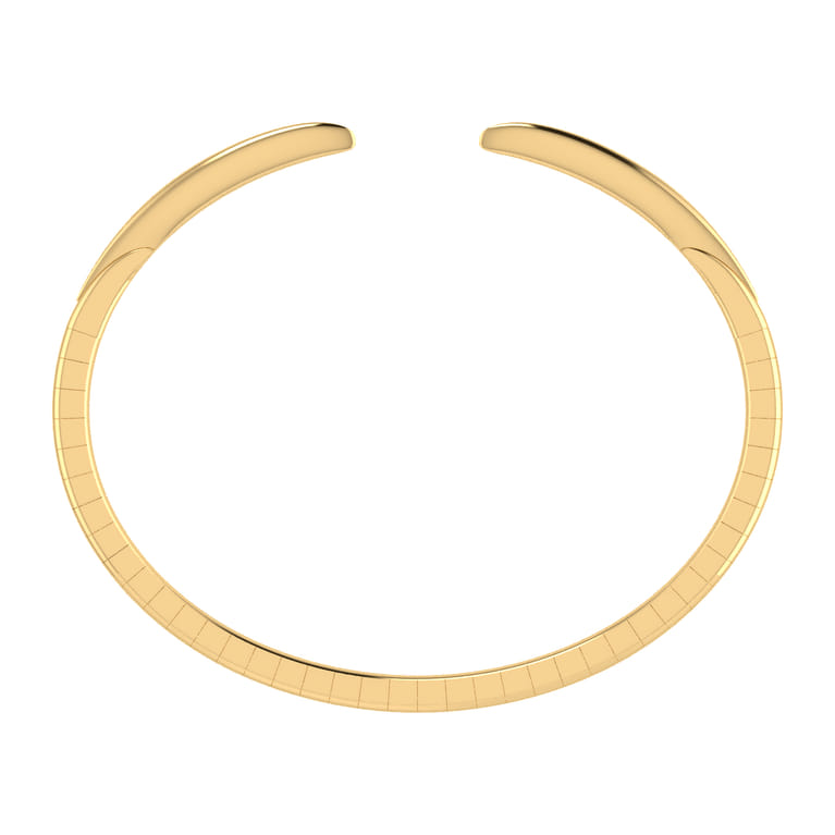 Demure - High Polished 14K Yellow Gold Split Cuff Bracelet - Shot 3