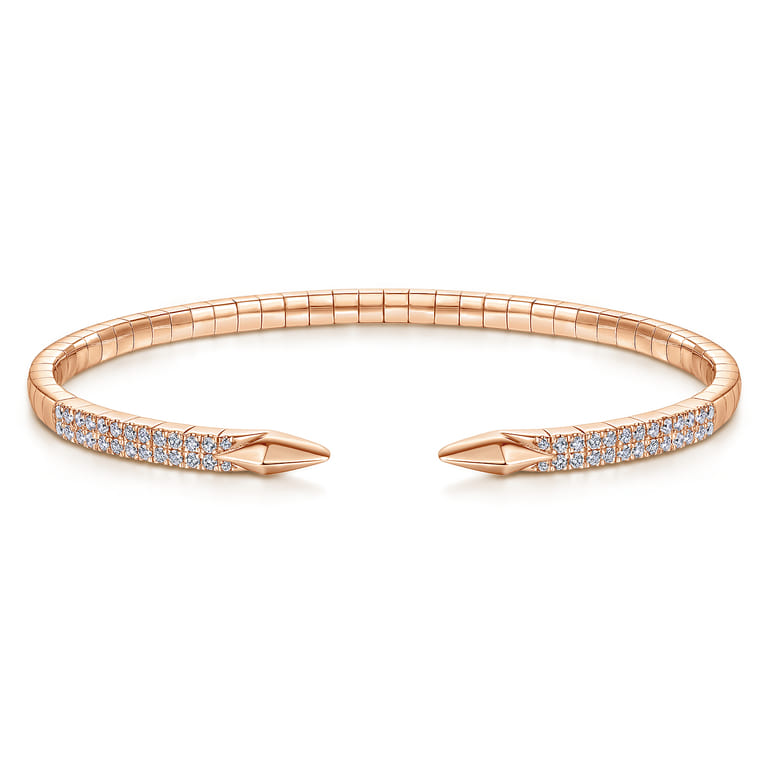 Demure - Split 14K Rose Gold Diamond Spear Bangle - 0.5 ct - Shot 1