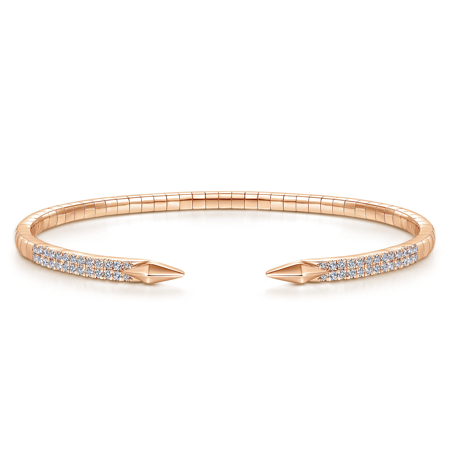 Demure - Split 14K Rose Gold Diamond Spear Bangle - 0.5 ct - Shot 1