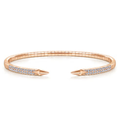 Demure - Split 14K Rose Gold Diamond Spear Bangle