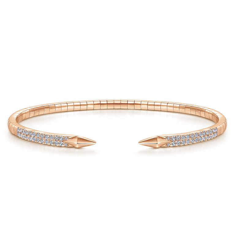 Demure - Split 14K Rose Gold Diamond Spear Bangle - 0.5 ct - Shot 1