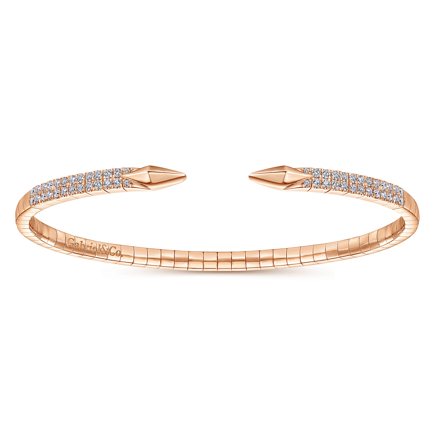 Demure - Split 14K Rose Gold Diamond Spear Bangle - 0.5 ct - Shot 1