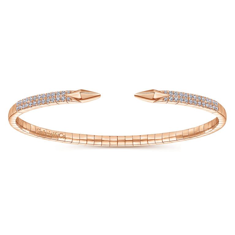 Demure - Split 14K Rose Gold Diamond Spear Bangle - 0.5 ct - Shot 1