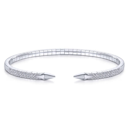 Demure - Split 14K White Gold Diamond Spear Bangle